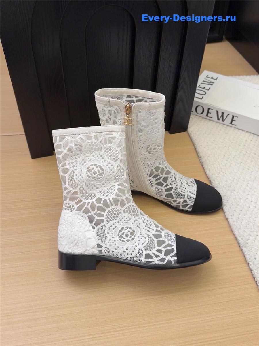 Ch**el white lace mesh boots