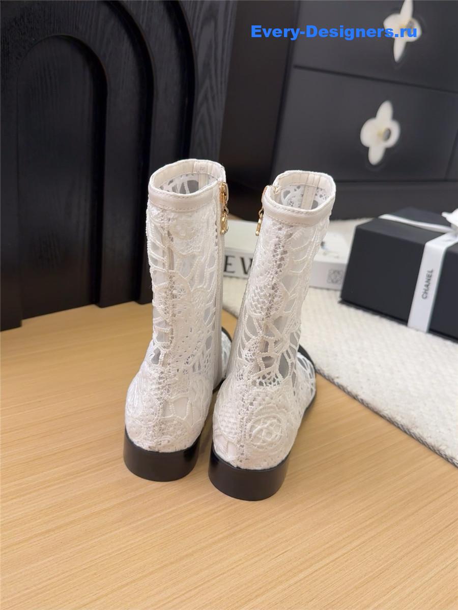 Ch**el white lace mesh boots