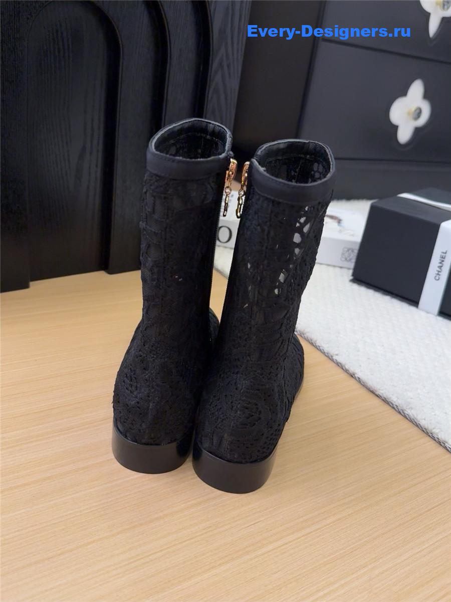 Ch**el black lace mesh boots