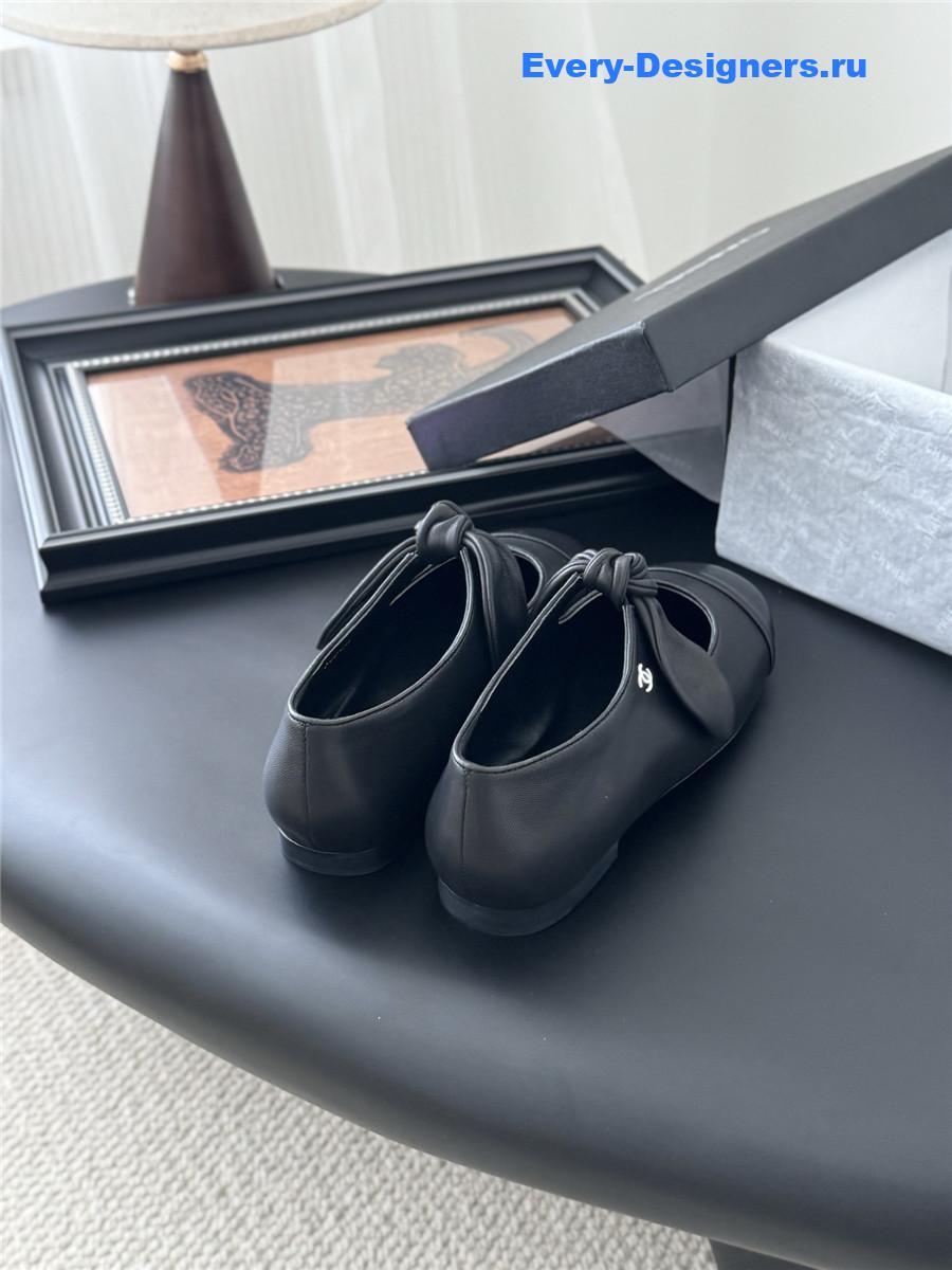 Ch**el black leather mary jane flats