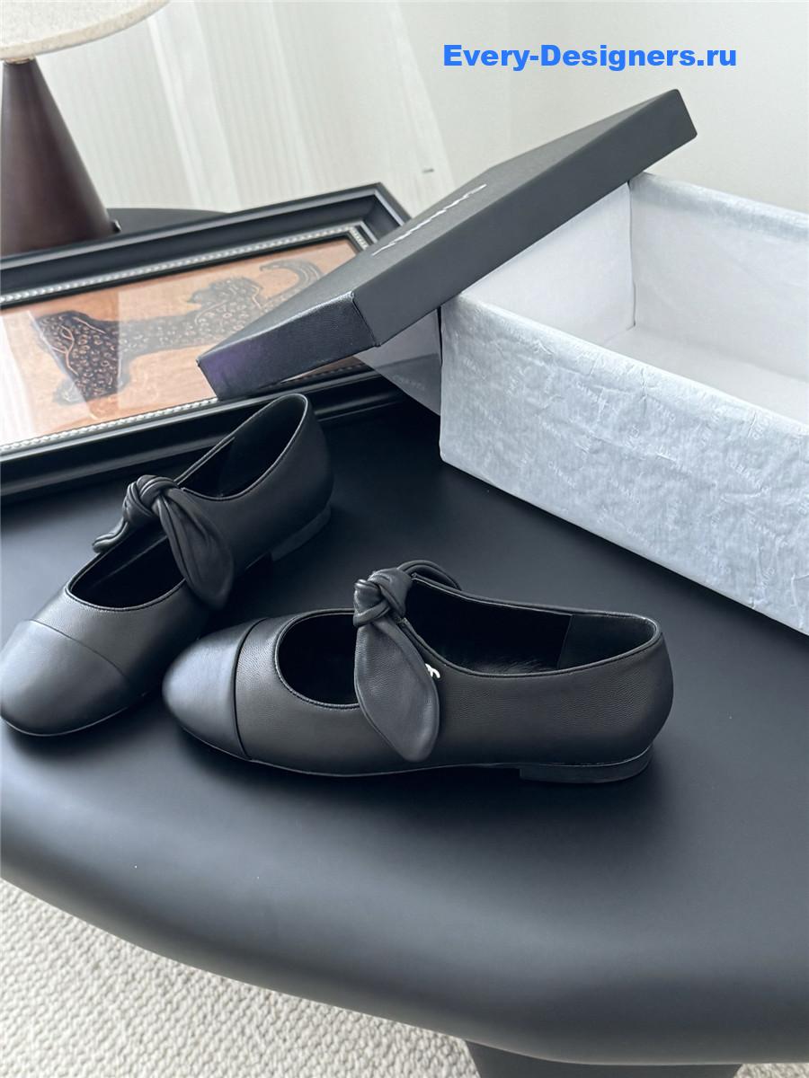 Ch**el black leather mary jane flats