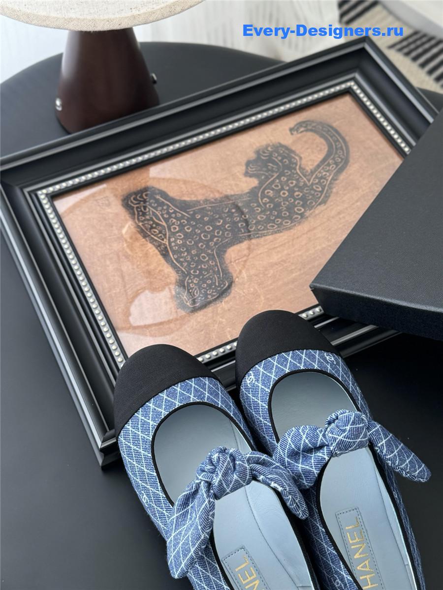 Ch**el blue denim mary jane flats