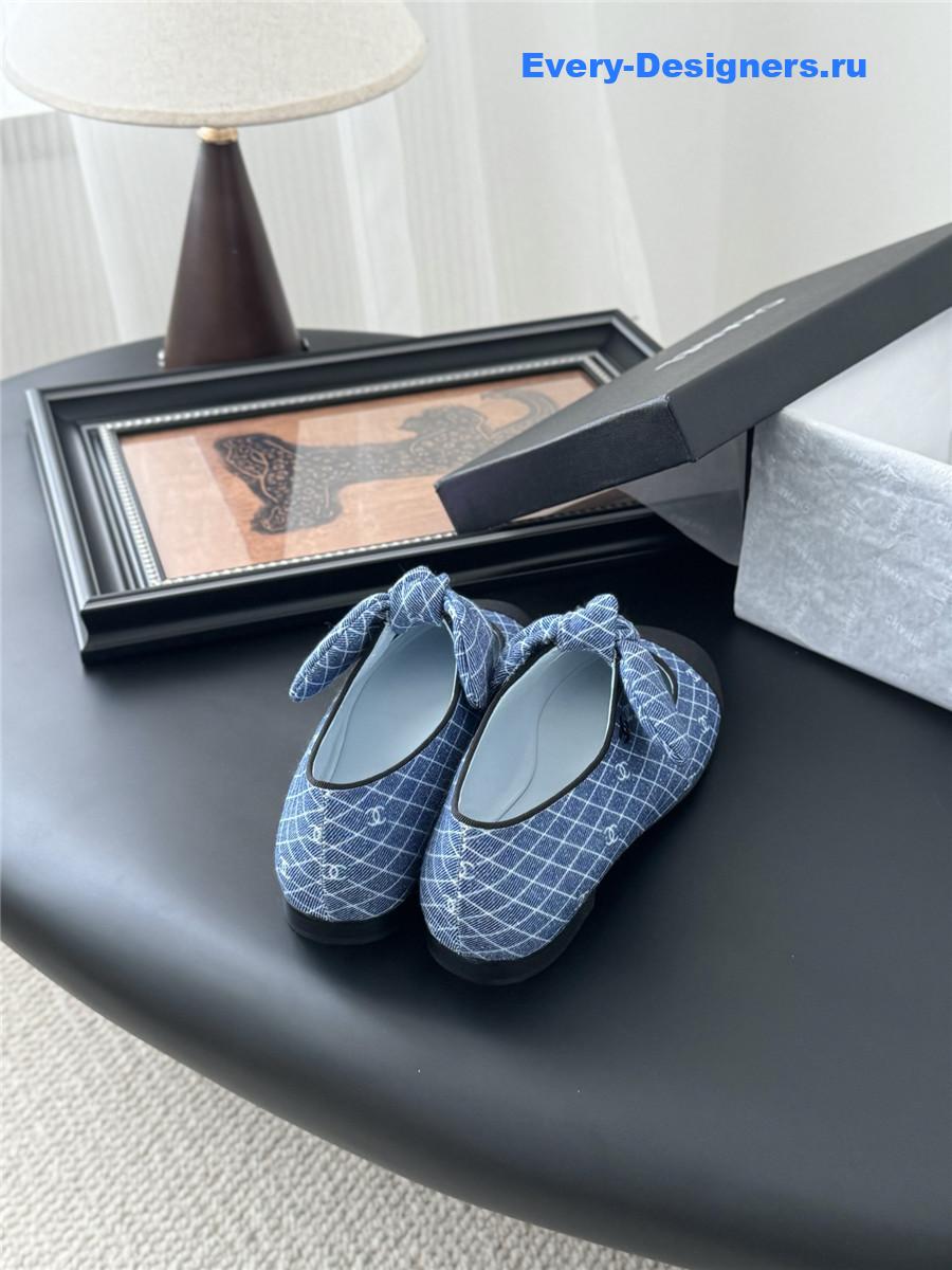 Ch**el blue denim mary jane flats