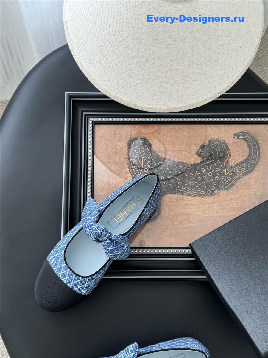 Ch**el blue denim mary jane flats