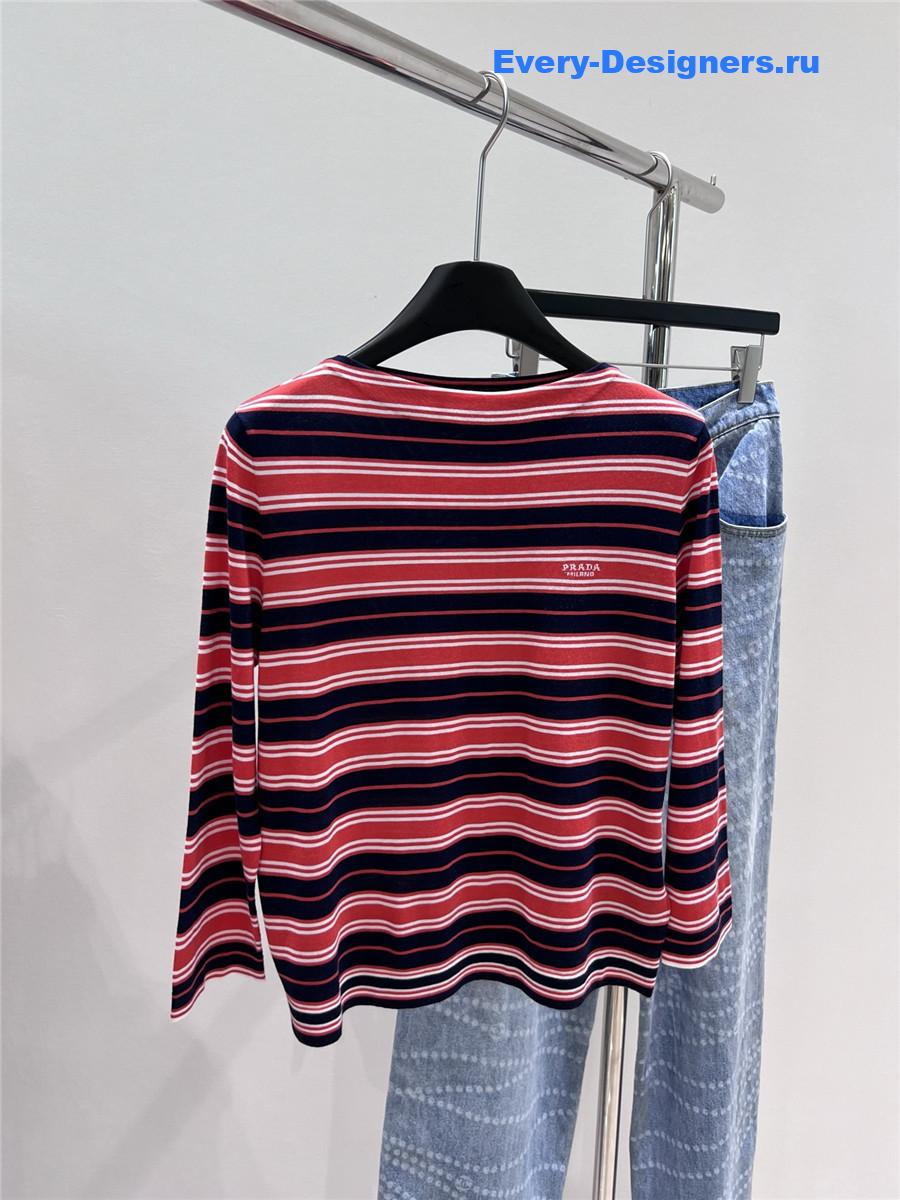 Pra*a striped boat neck sweater