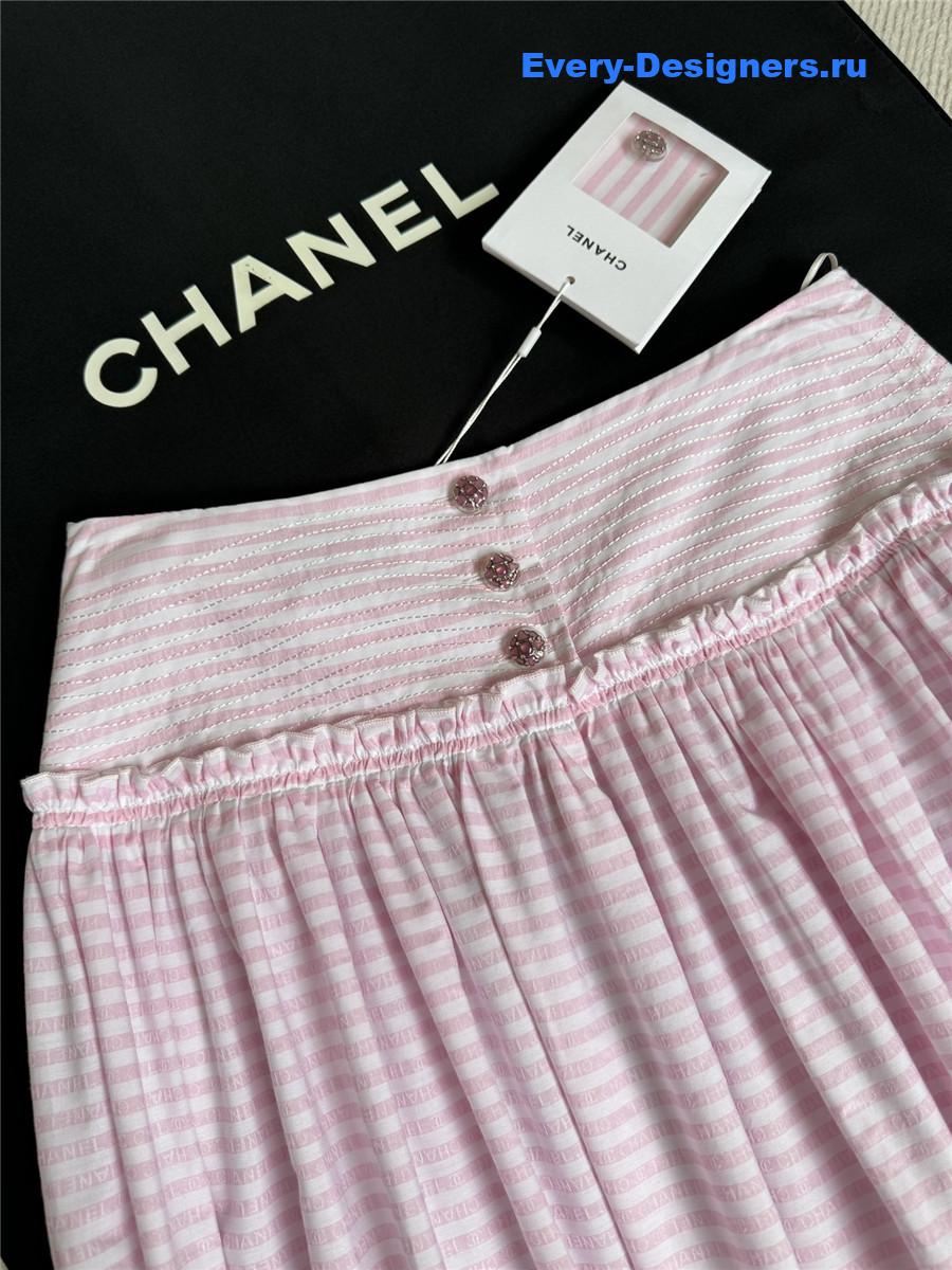 Ch**el pink striped maxi skirt