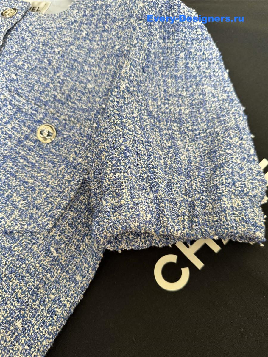 Ch**el blue tweed short sleeve jacket