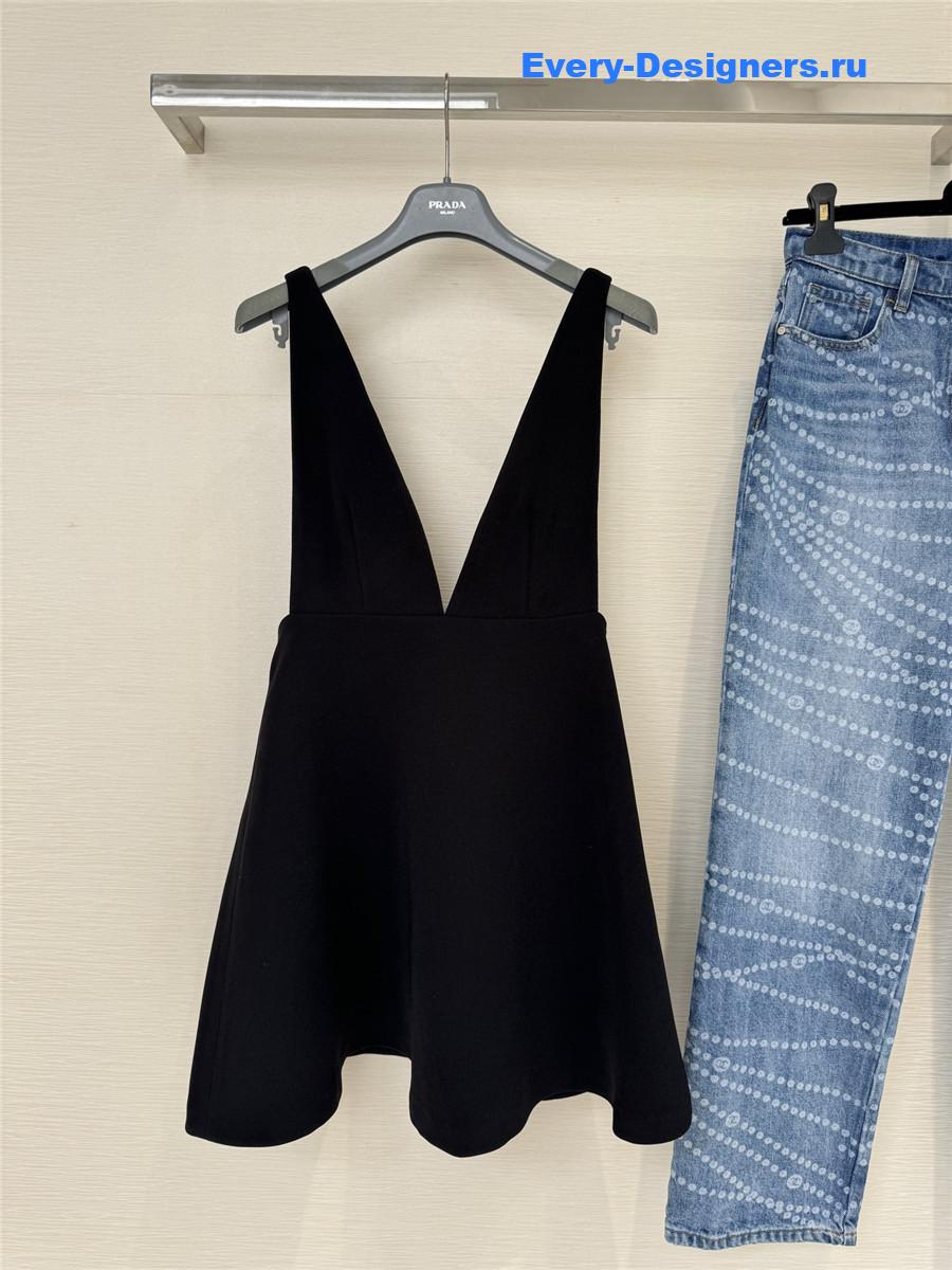 Pra*a black embroidered sablé mini-dress