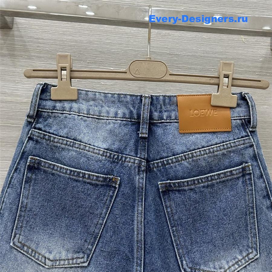 L0ew* washed blue denim shorts