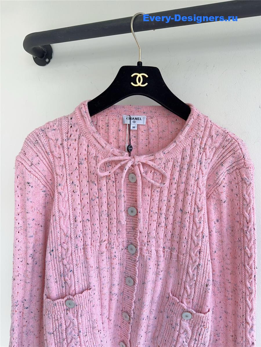 Ch**el pink bow knit cardigan