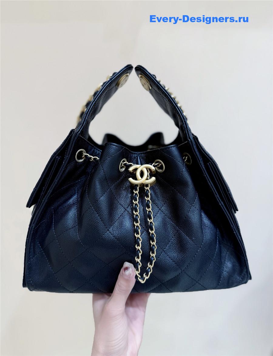 Ch**el small black calfskin handbag