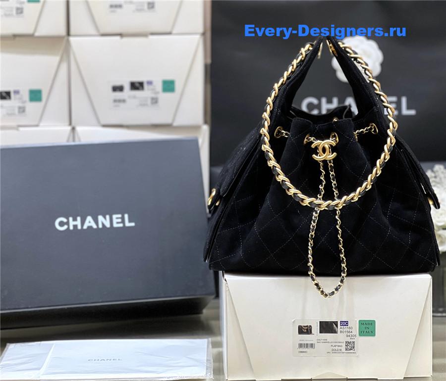 Ch**el small black suede calfskin handbag