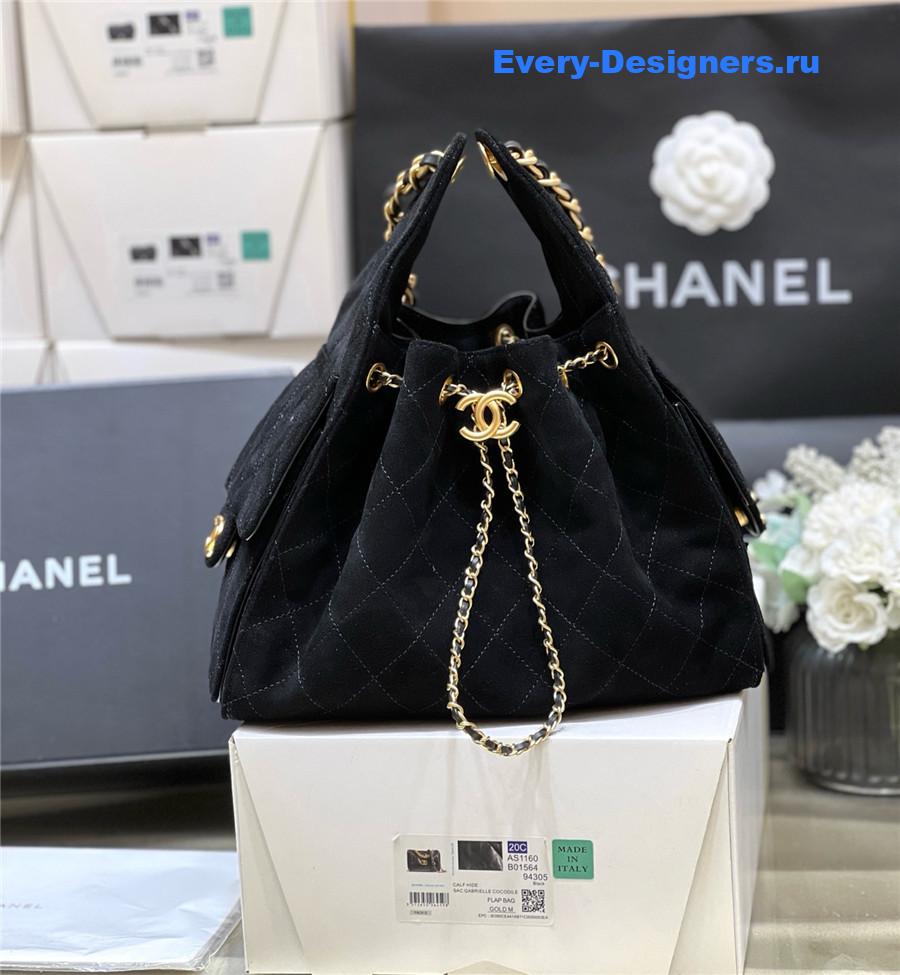 Ch**el small black suede calfskin handbag