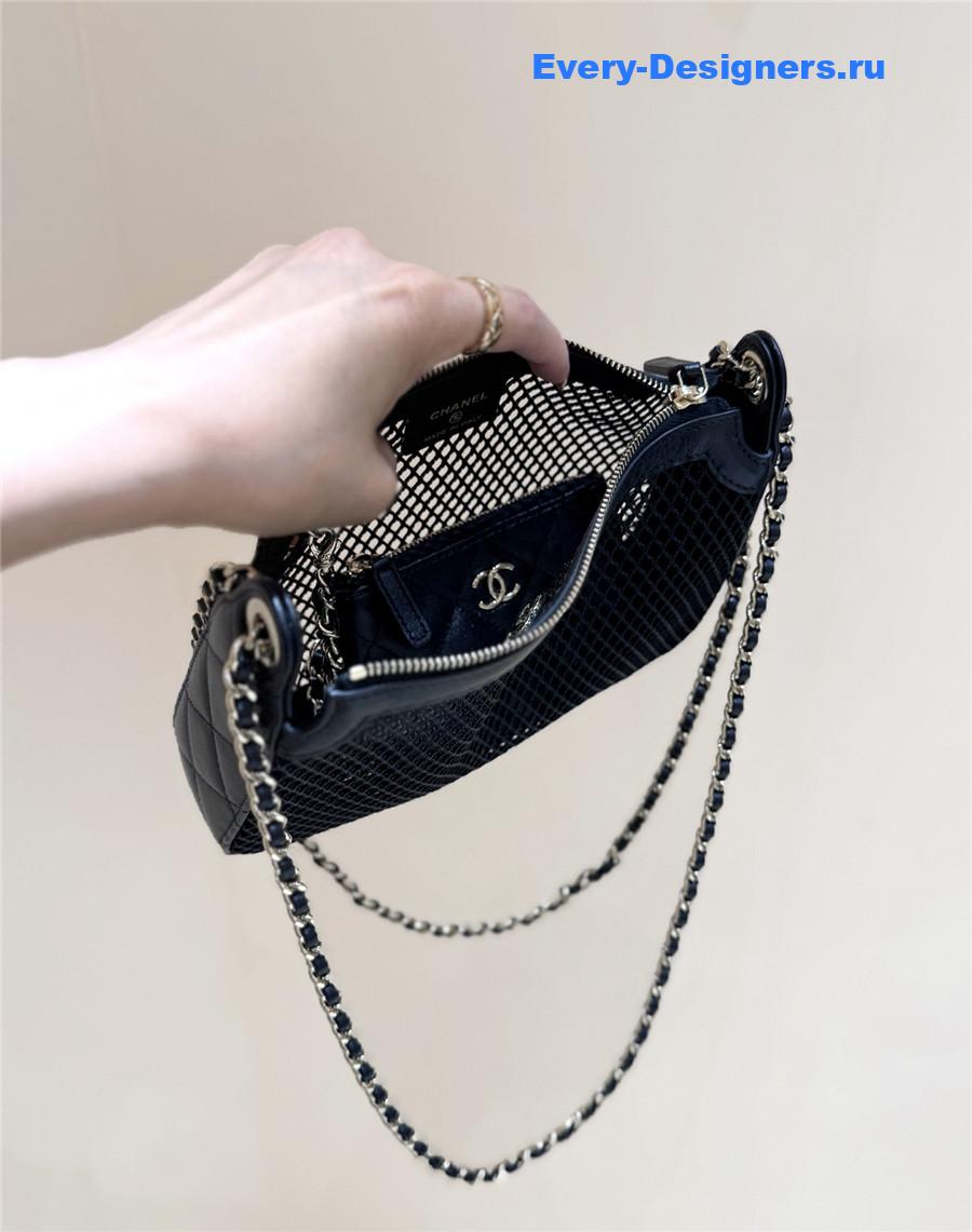 Ch**el chain black mesh lambskin clutch