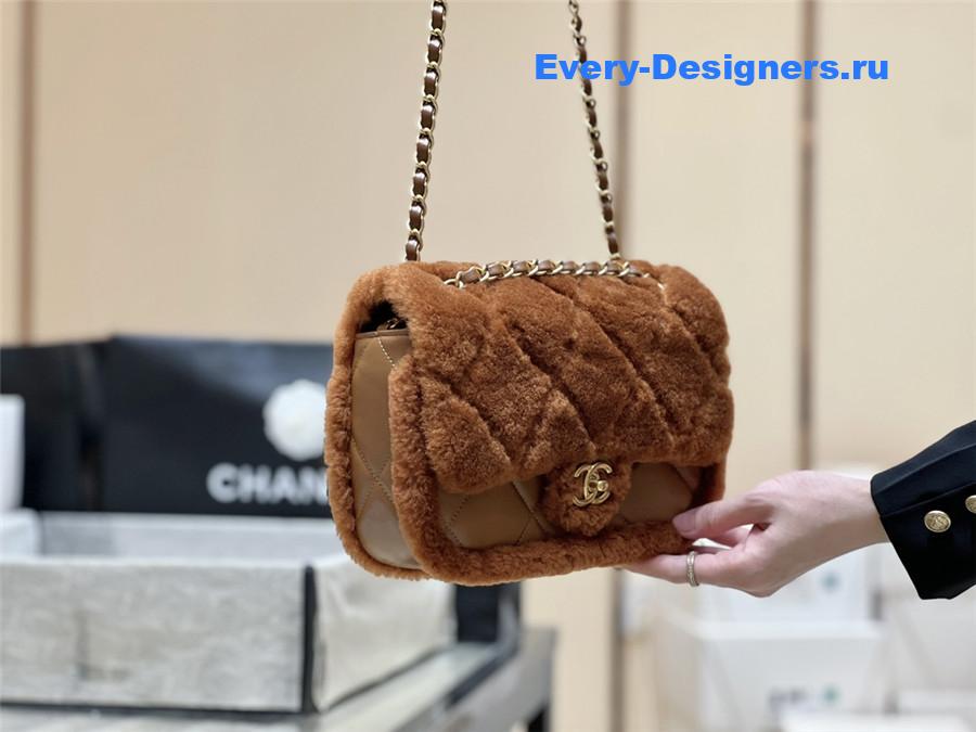 Ch**el brown shearling flap bag