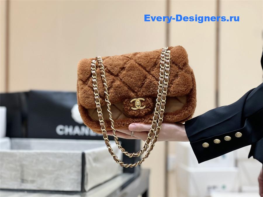 Ch**el brown shearling flap bag