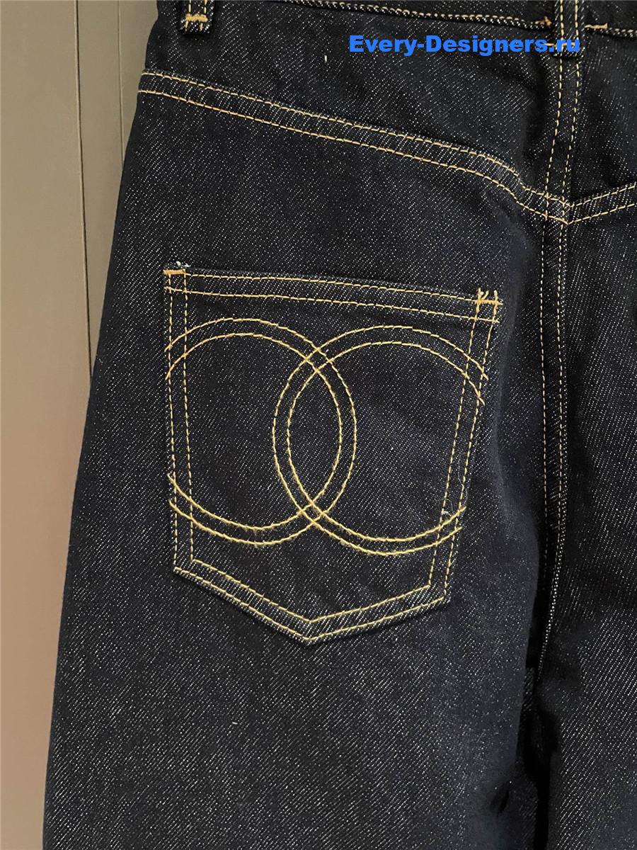 Ch**el dark blue washed cc jeans
