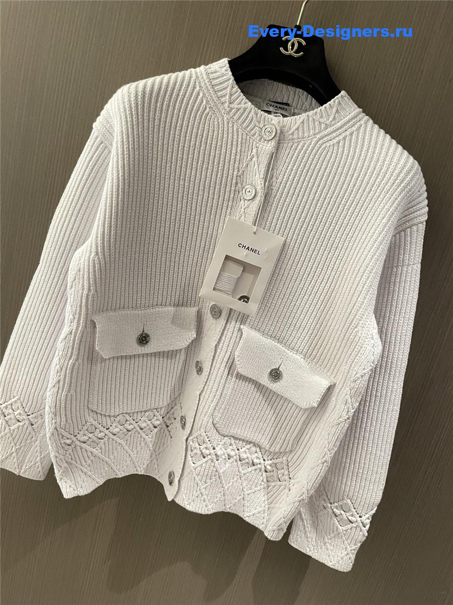 Ch**el white twill cardigan