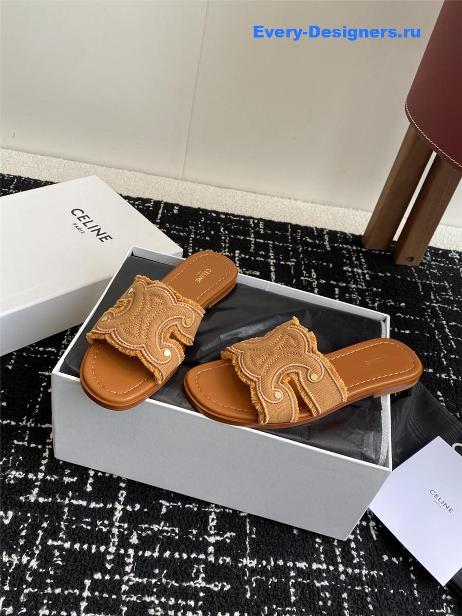 Ce1i*e marina brown denim fringed mule