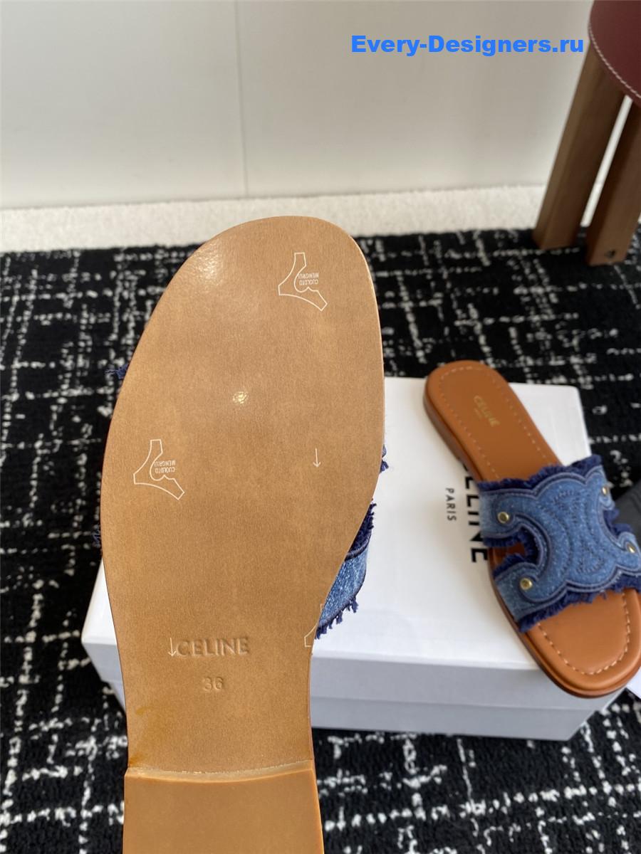 Ce1i*e marina blue denim fringed mule