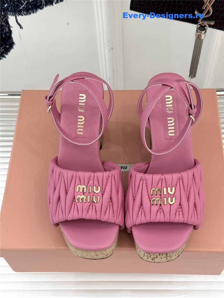 Miu Miu Pink Quilted Sandals