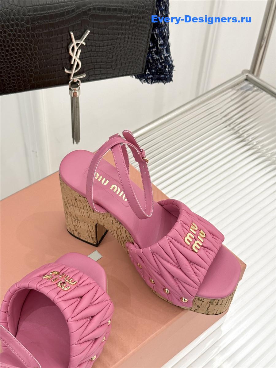 Miu Miu Pink Quilted Sandals