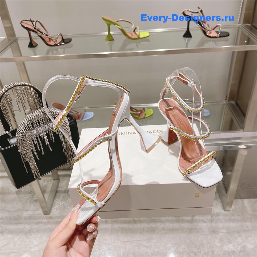 Amina Muaddi Gilda Sandals In White