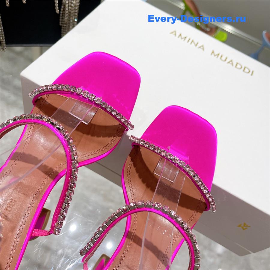 Amina Muaddi Gilda Sandals In Fuchsia