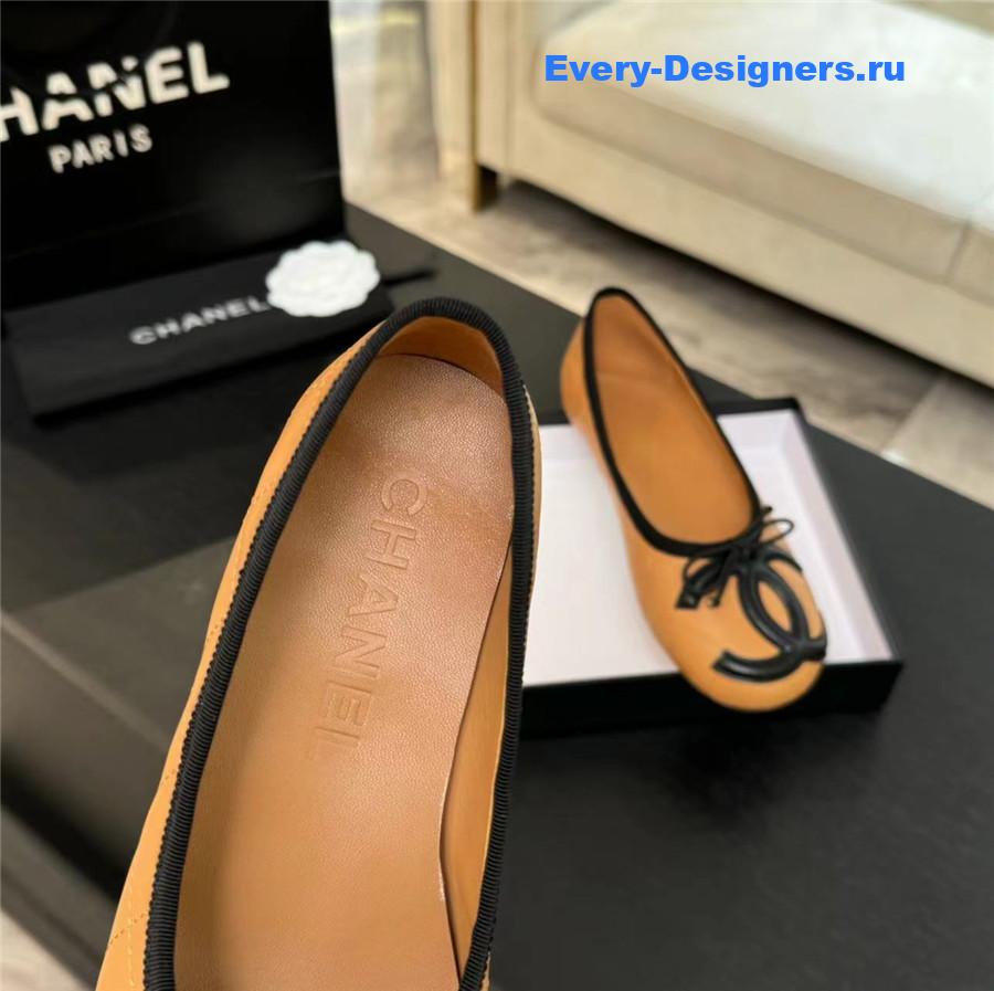 Ch**el beige cc logo ballet flats