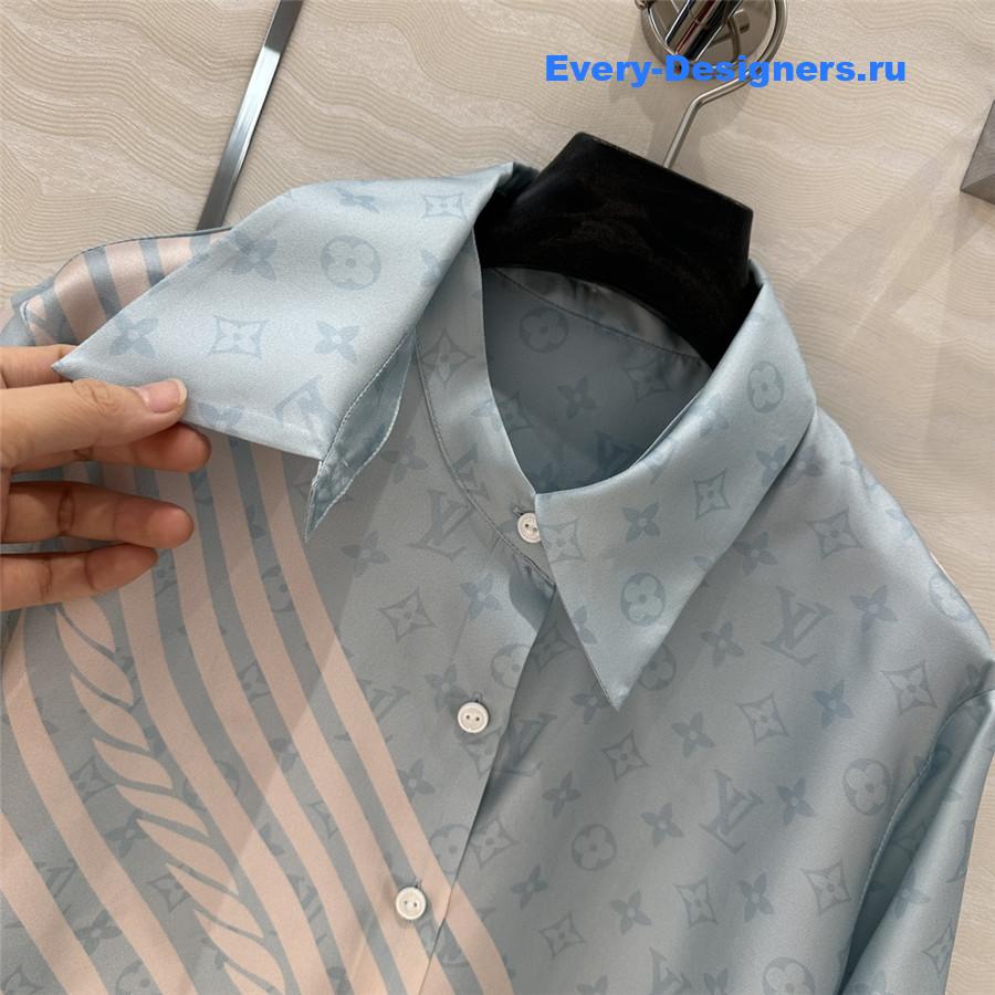 l0vis Vvtt0n lv wave print silk shirt