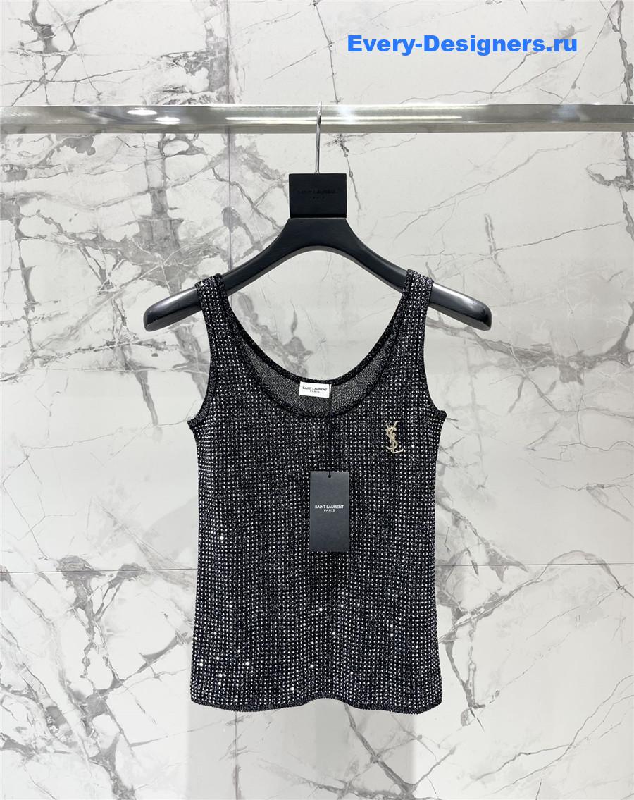 Sa1nt Lau*nt sequined silk knit vest