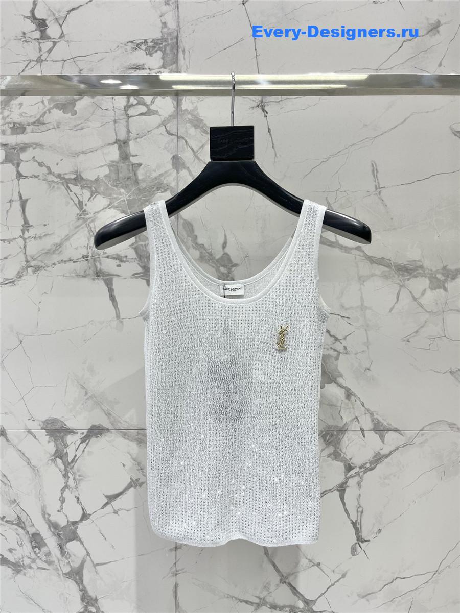 Sa1nt Lau*nt white sequined vest