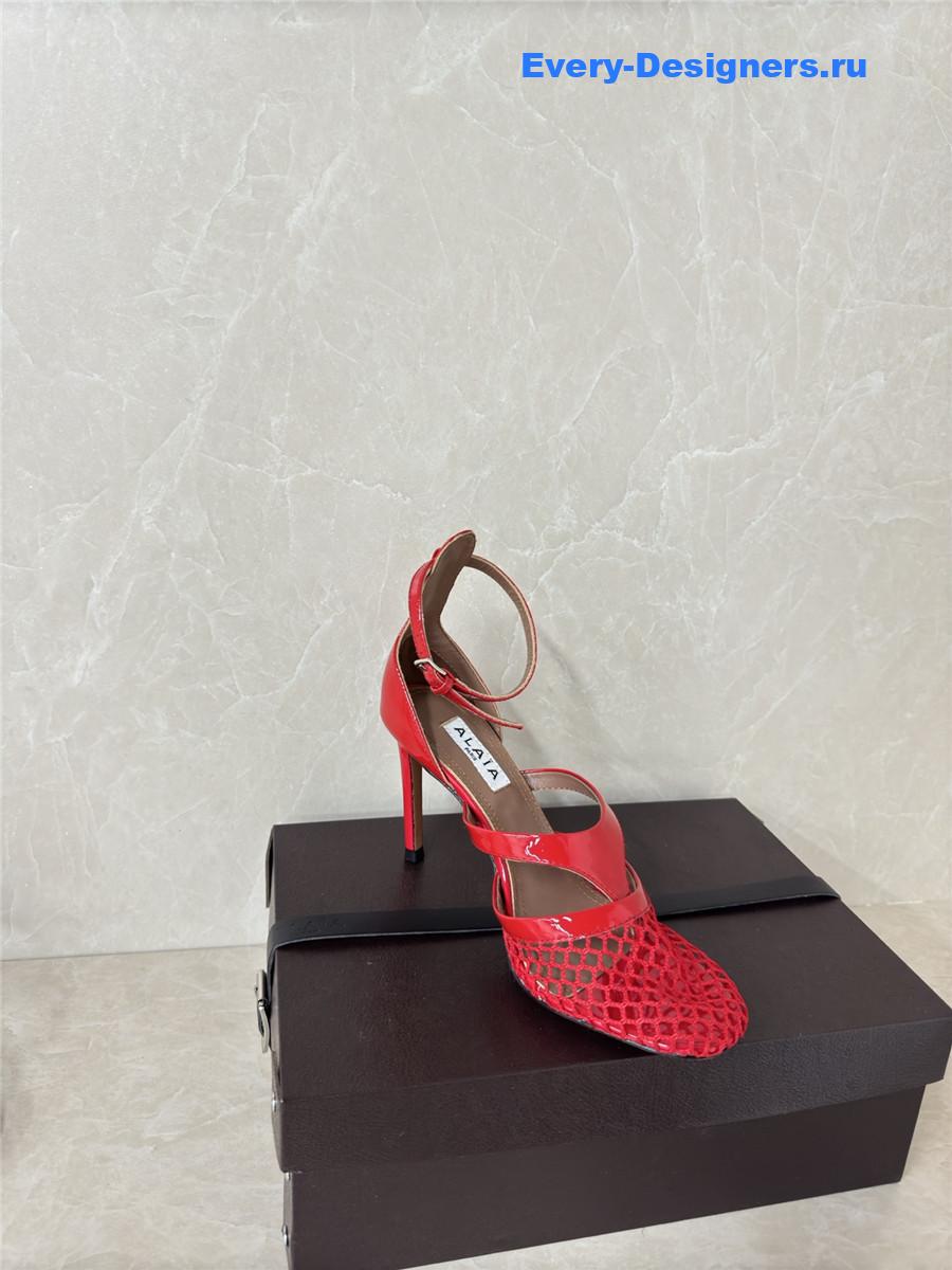 Alaïa Red Fishnet Pumps