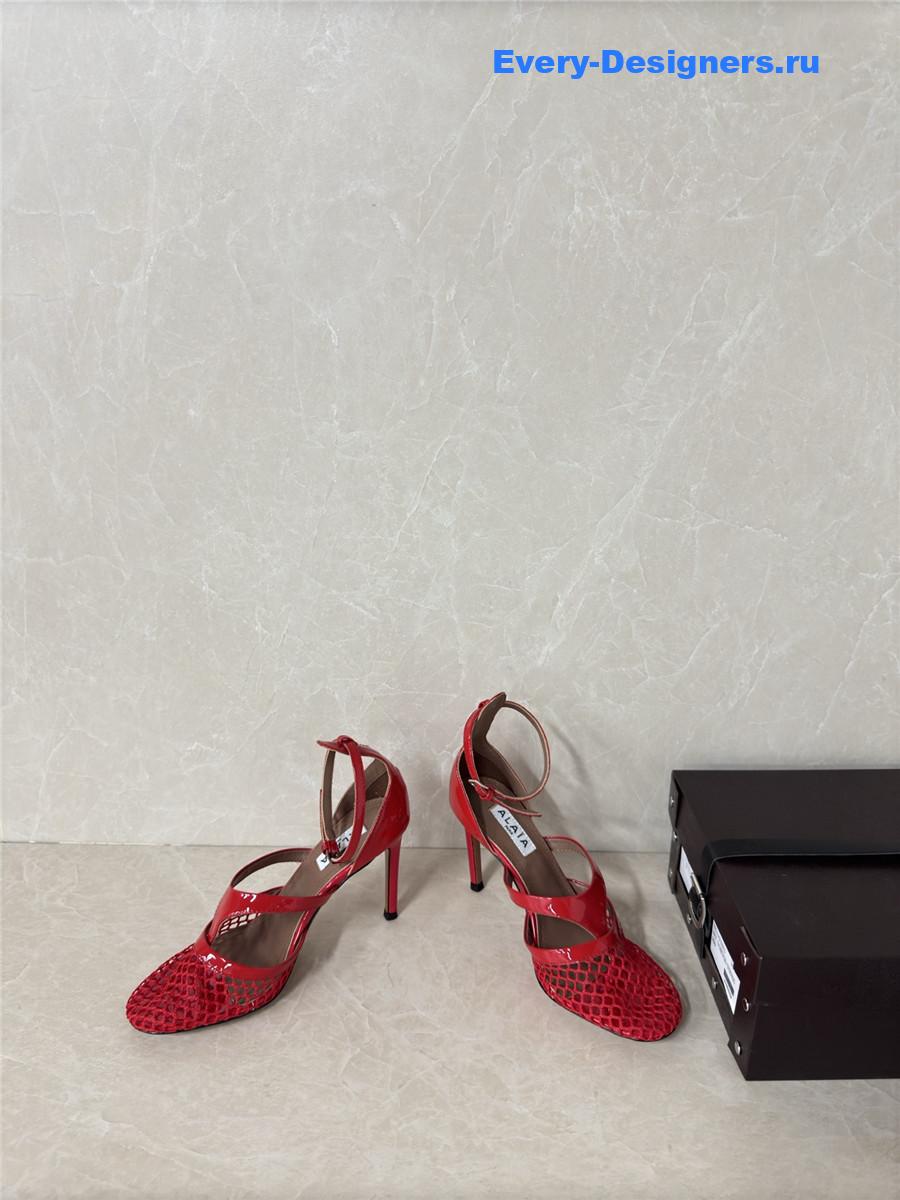 Alaïa Red Fishnet Pumps