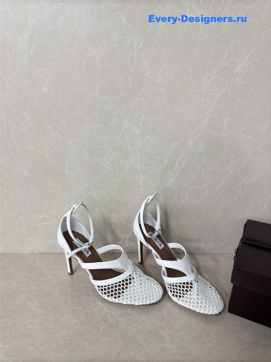 Alaïa White Fishnet Pumps