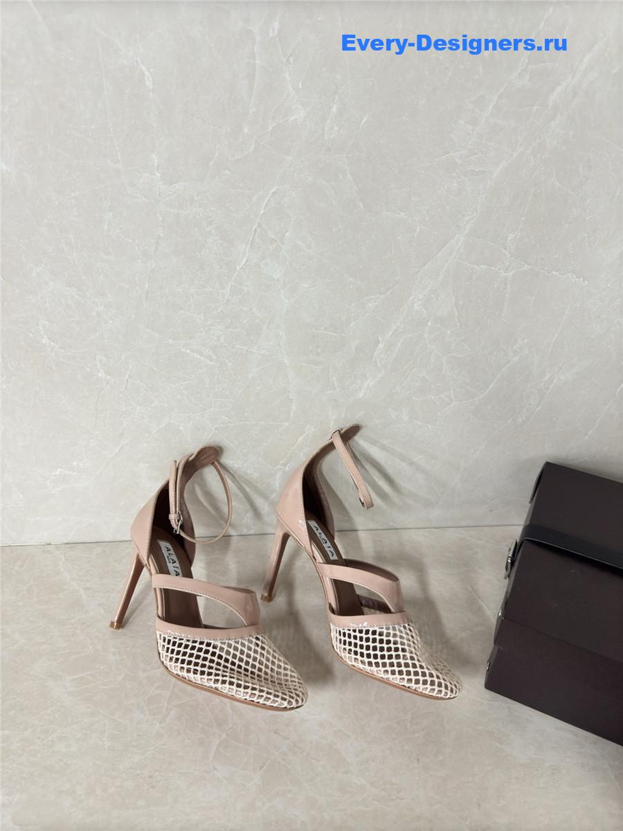 Alaïa Beige Fishnet Pumps