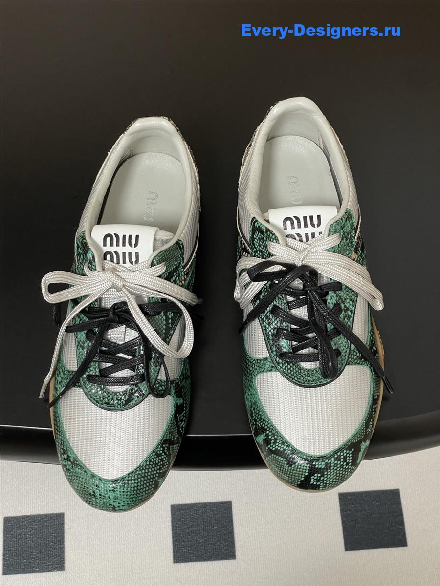 Miu Miu Green Snakeskin Sneakers