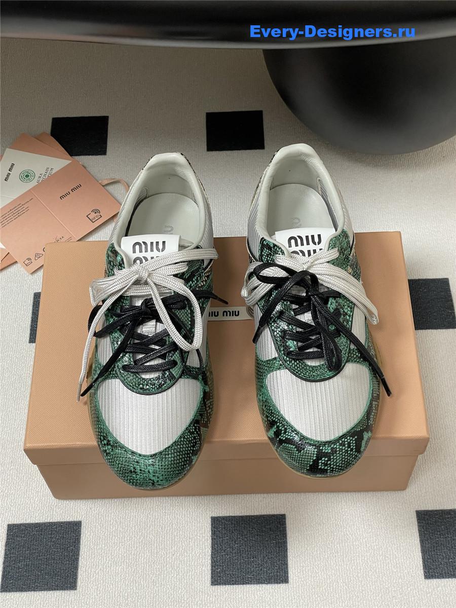 Miu Miu Green Snakeskin Sneakers