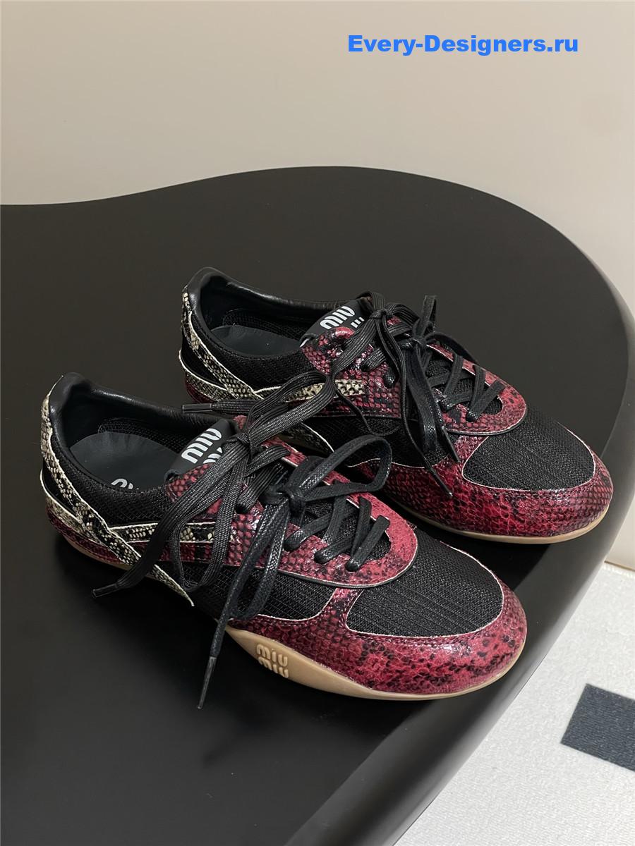 Miu Miu Burgundy Snakeskin Sneakers