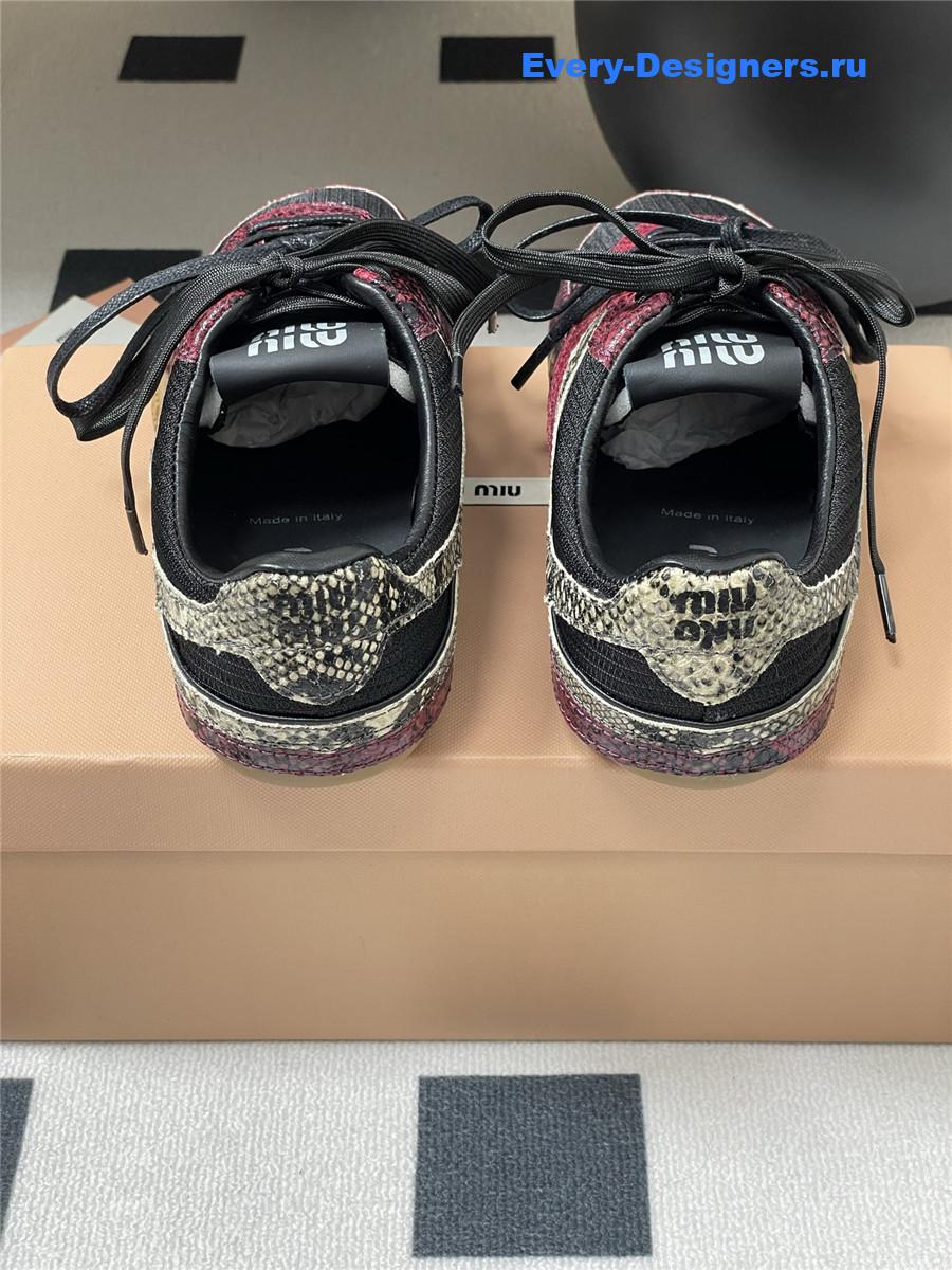 Miu Miu Burgundy Snakeskin Sneakers
