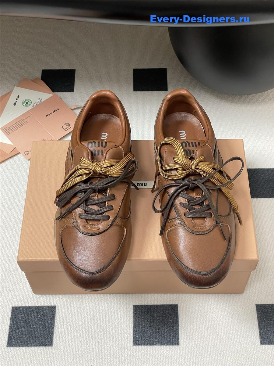 Miu Miu Brown Mary Jane Sneakers