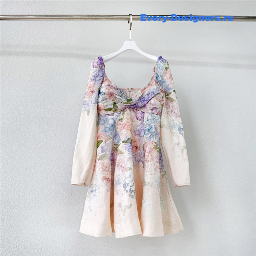 Zimm Hydrangea Puff Sleeve Dress