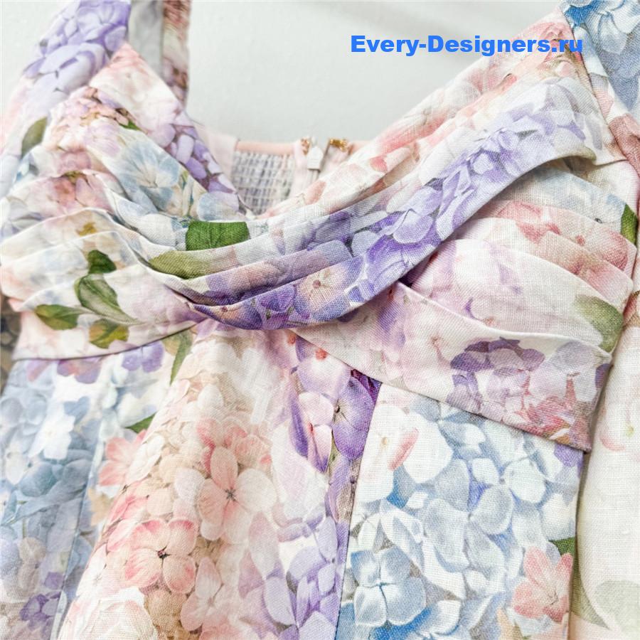 Zimm Hydrangea Puff Sleeve Dress
