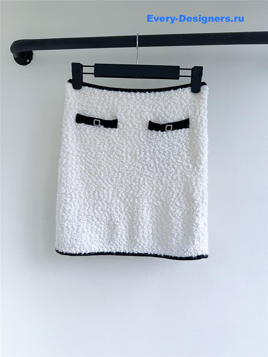 Ch**el white knit cardigan skirt set