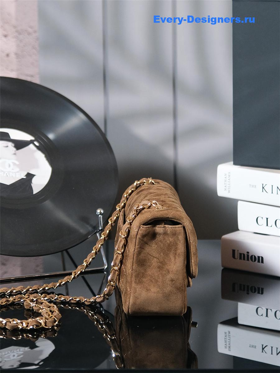 Ch**el brown suede v-grain cf bag