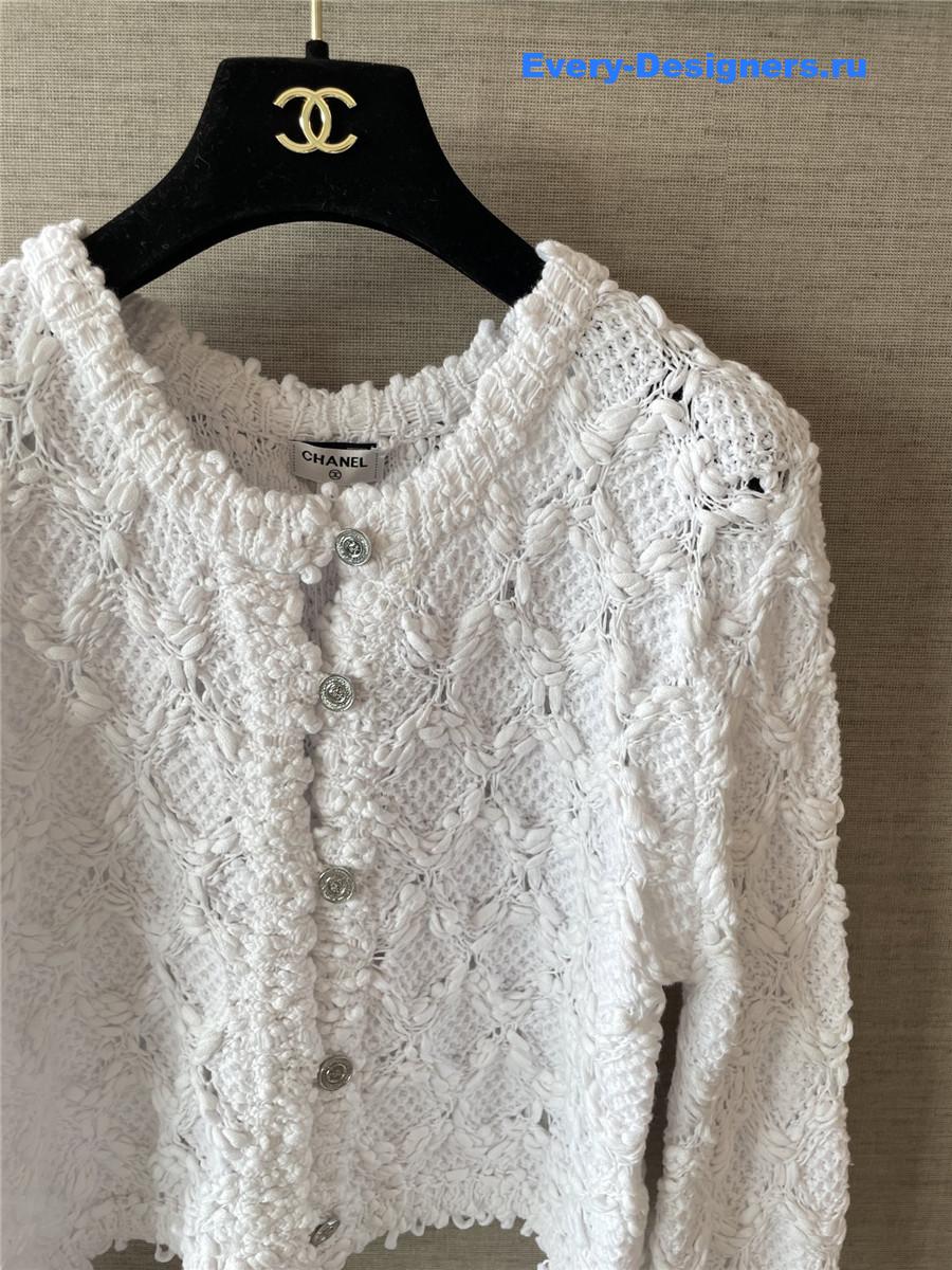 Ch**el white yarn cardigan