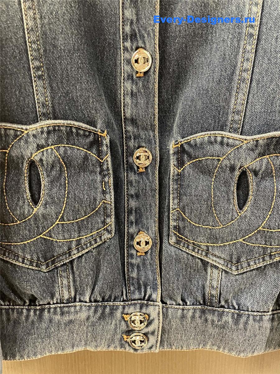 Ch**el light blue washed denim jacket