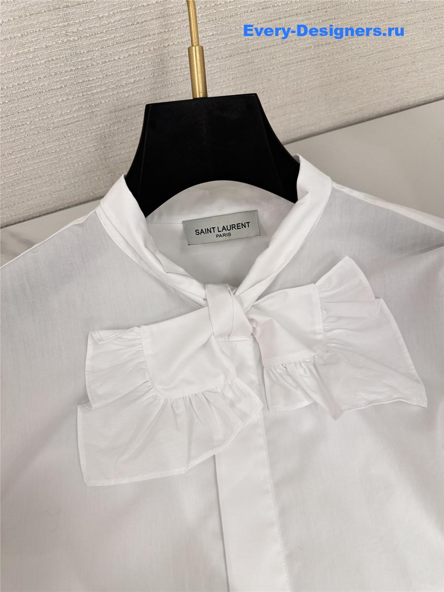 Sa1nt Lau*nt white bow blouse