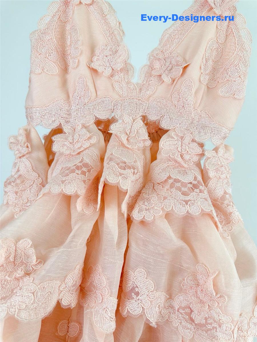 Zimmer Pale Pink Lace Maxi Dress