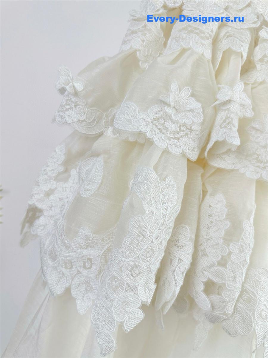Zimmer White Tiered Lace Maxi Dress